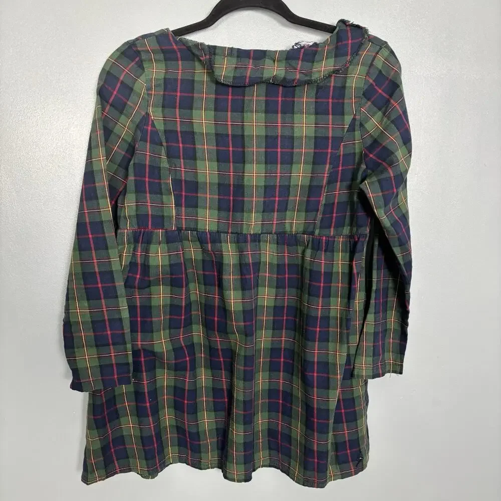 BERNINI Women’s Green Plaid School Yard Mock Collar Top Shirt Punk Emo Alt M